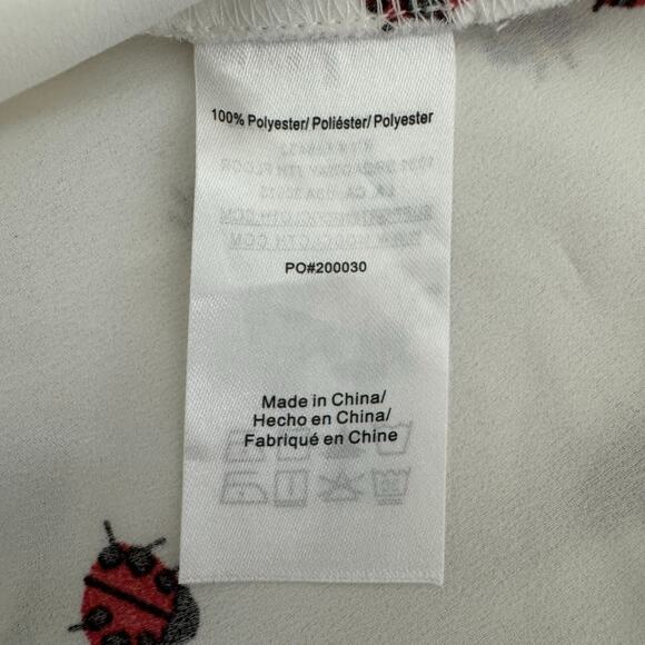 Modcloth Swarming Lady Bug Dress Womens Large White Bell Sleeve Semi Sheer Boho - Picture 5 of 10